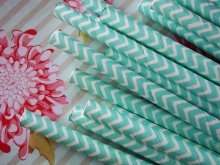 Paper Straws Chevron Baby Blue 25 Papierstrohhalme